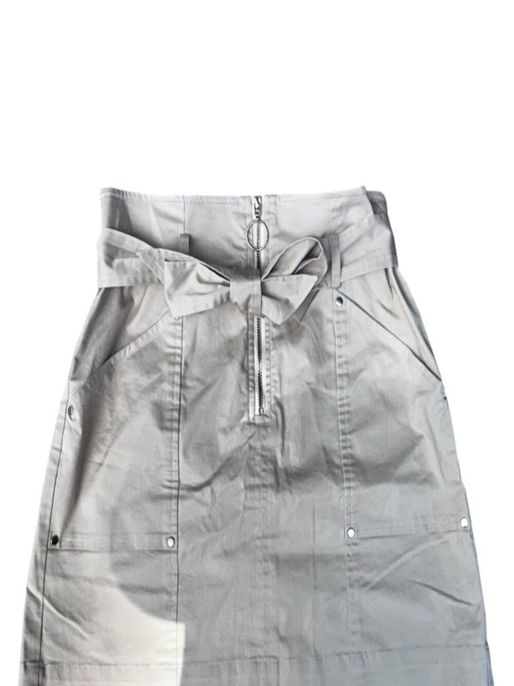 intermix camel khaki cotton as new tie belt skirt 2